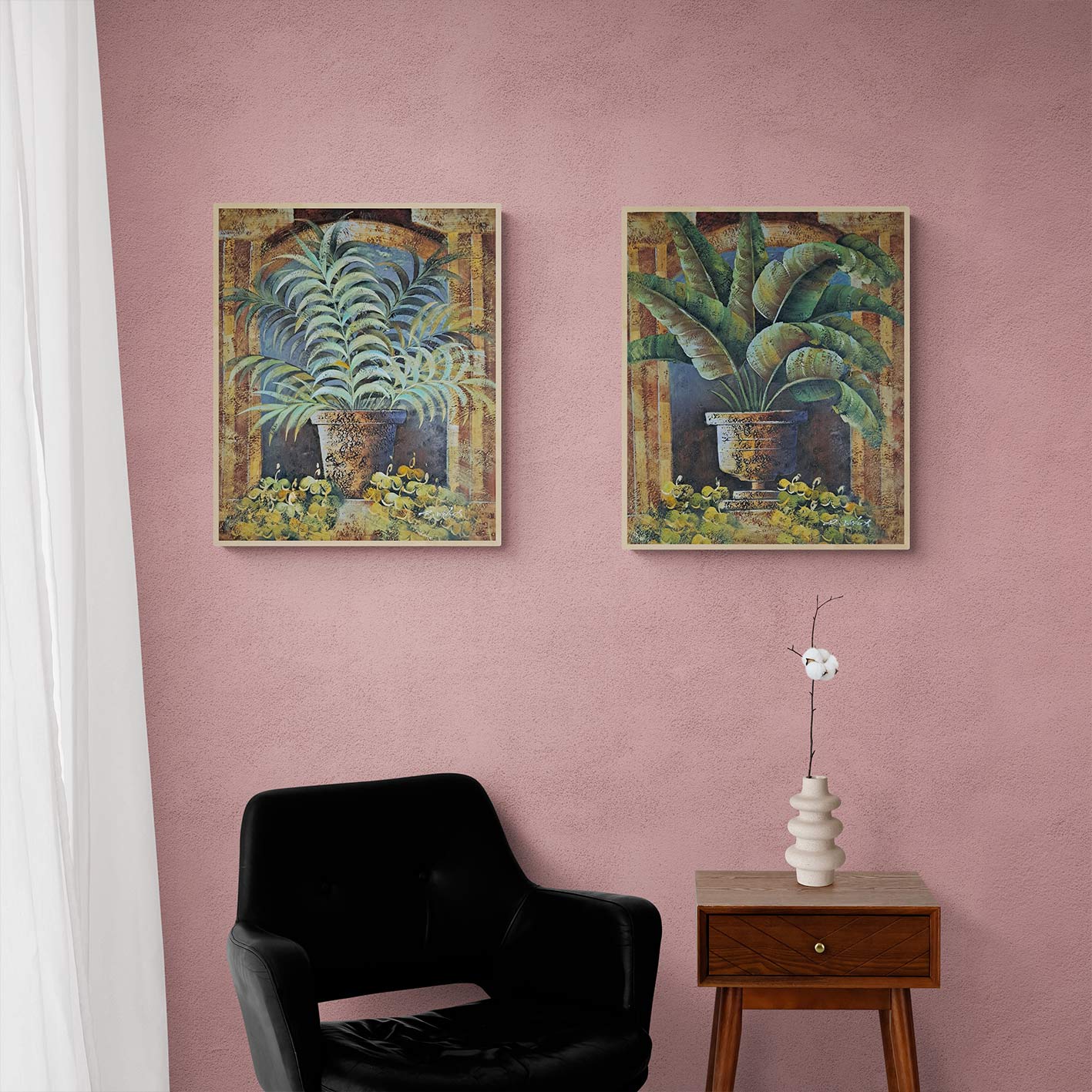 Cuadro Díptico Macetas 50X60 cm [2 piezas]