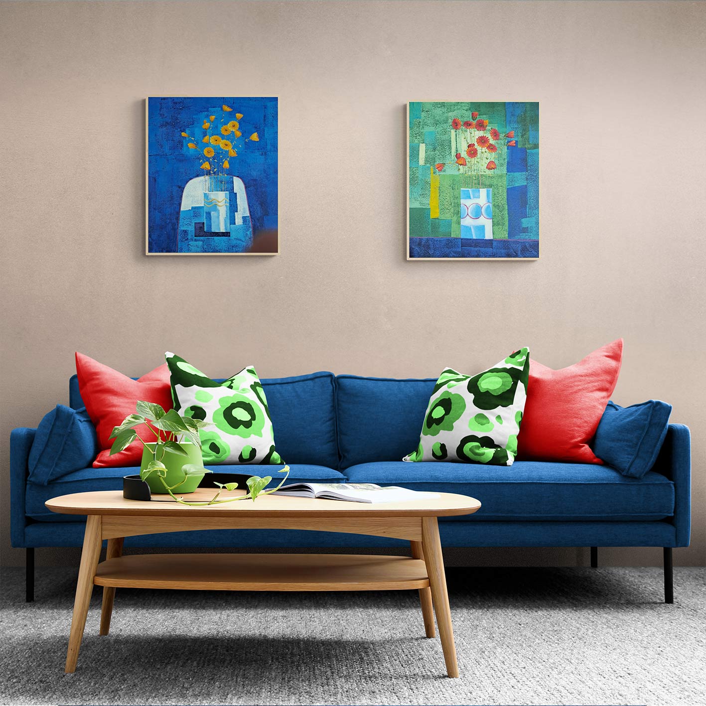 Cuadro Diptico Margaritas 50X60 cm [2 piezas]