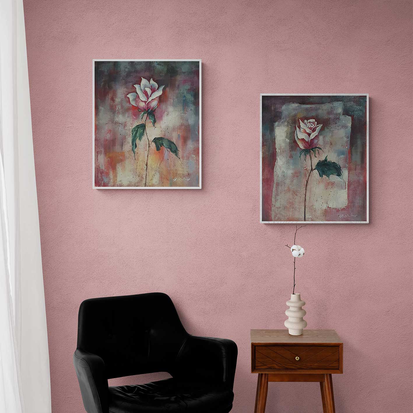 Cuadro Diptico Rosas 50X60 cm [2 piezas]