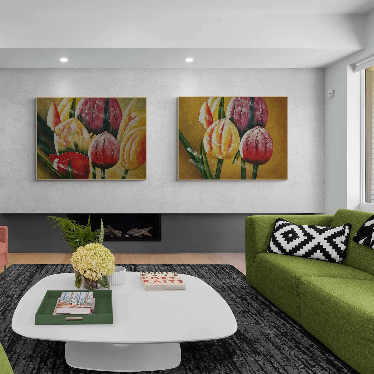 Cuadro Diptico Tulipanes Grandes 120x90 cm [2 piezas]