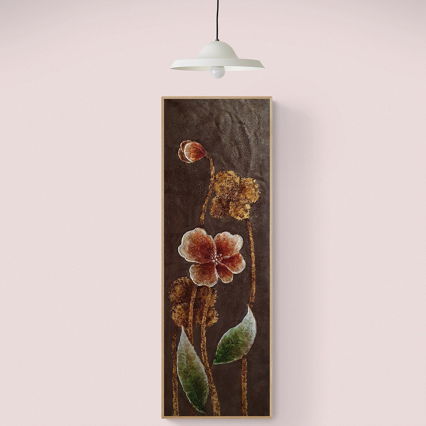 Cuadro Flor Plata 40x120 cm