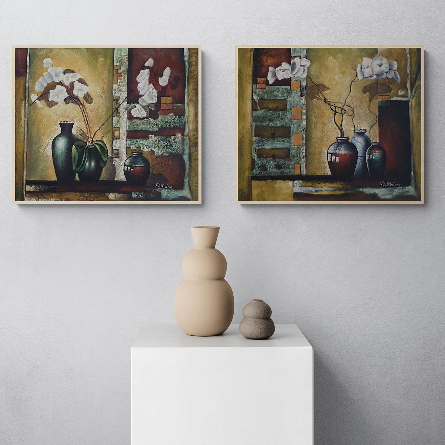 Cuadro Flores Diversas  60x50 cm [2 piezas]