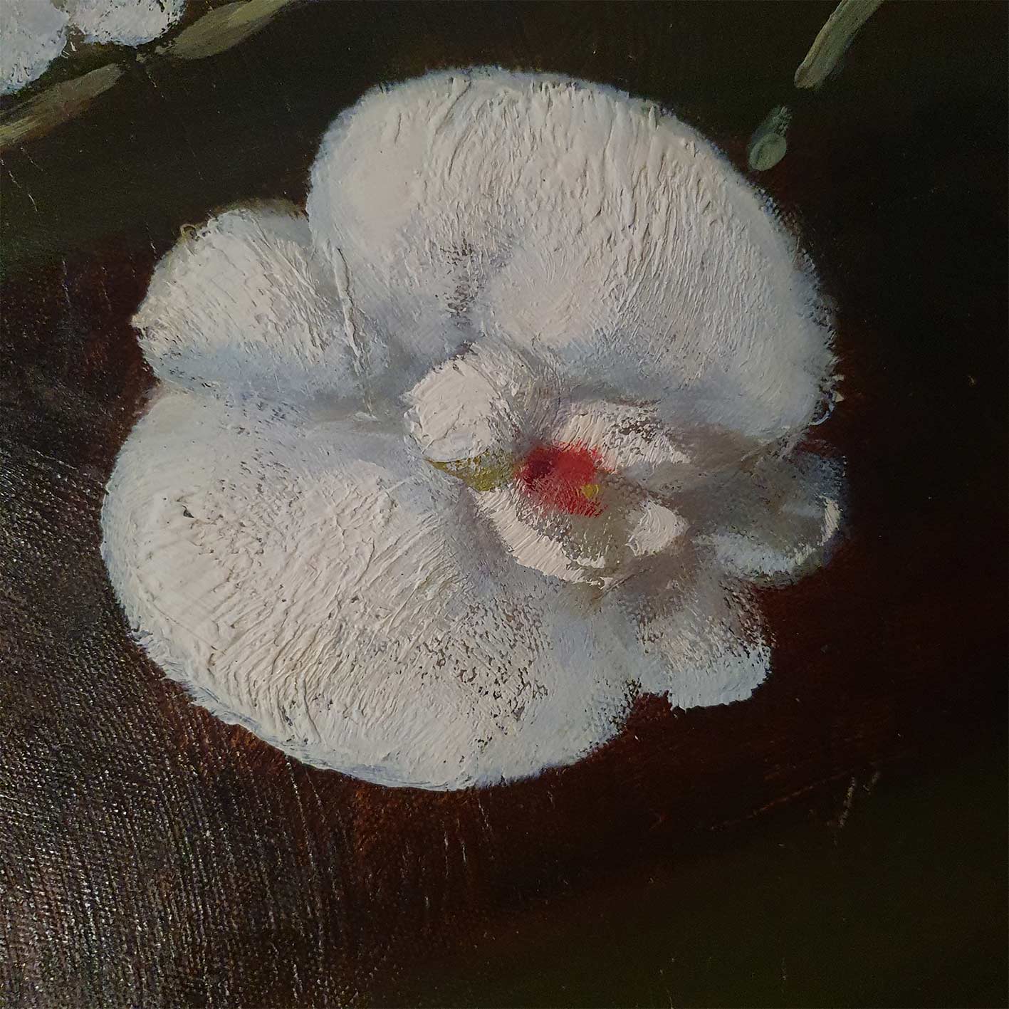 Cuadro Flores Plata Blancas 120x40 cm Texturas