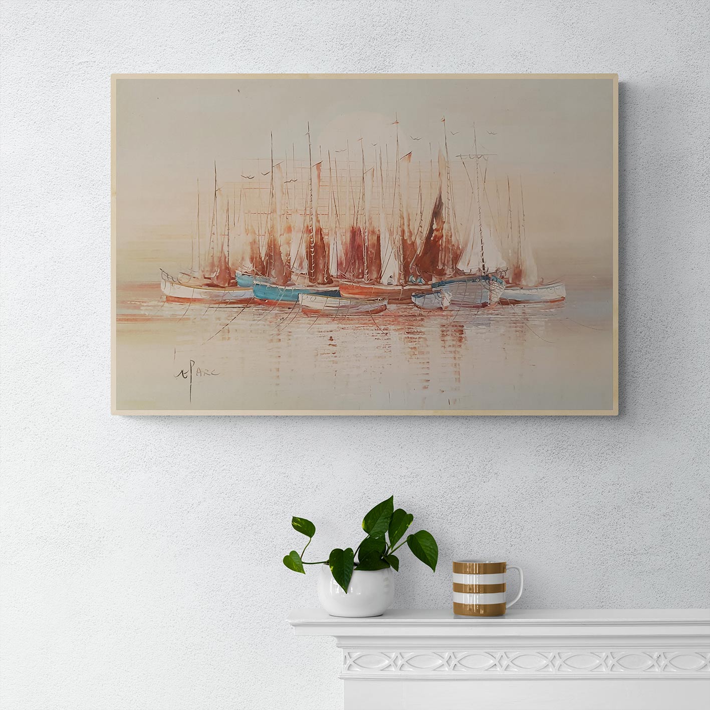 Cuadro Barcos Espátulas  90x60 cm