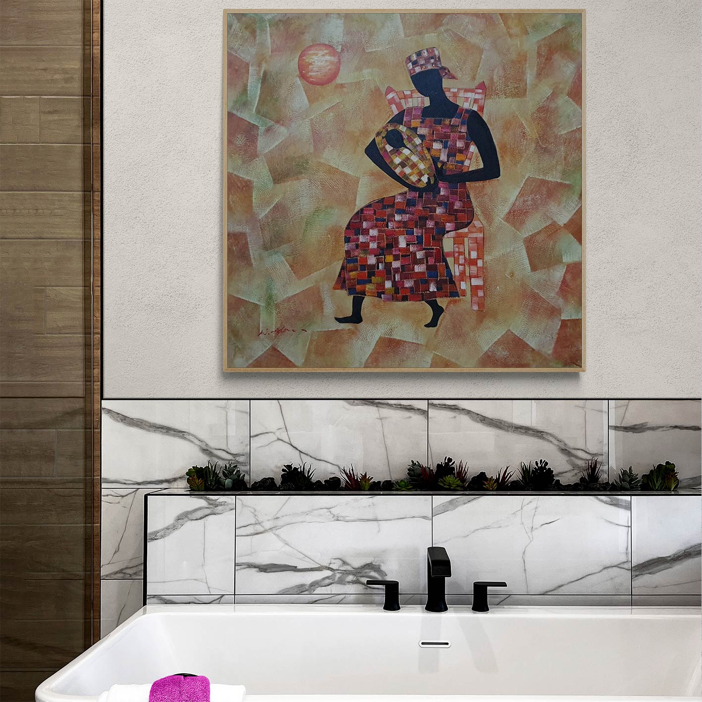 Cuadro África Madre 80x80 cm