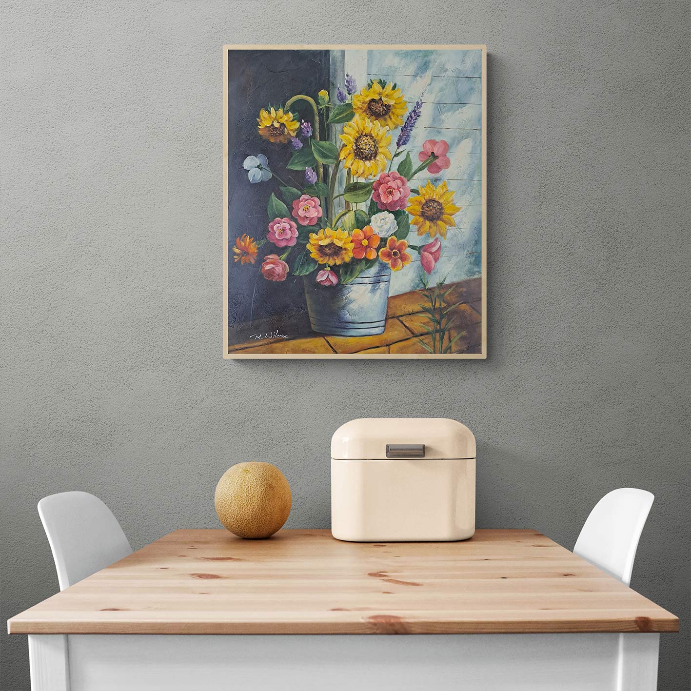 Cuadro Cubo Flores 50x60 cm