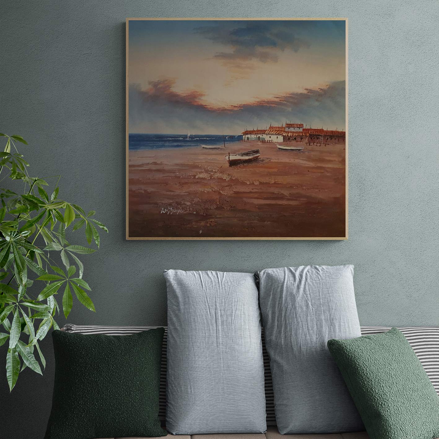 Cuadro Barca Playa I 80x80 cm