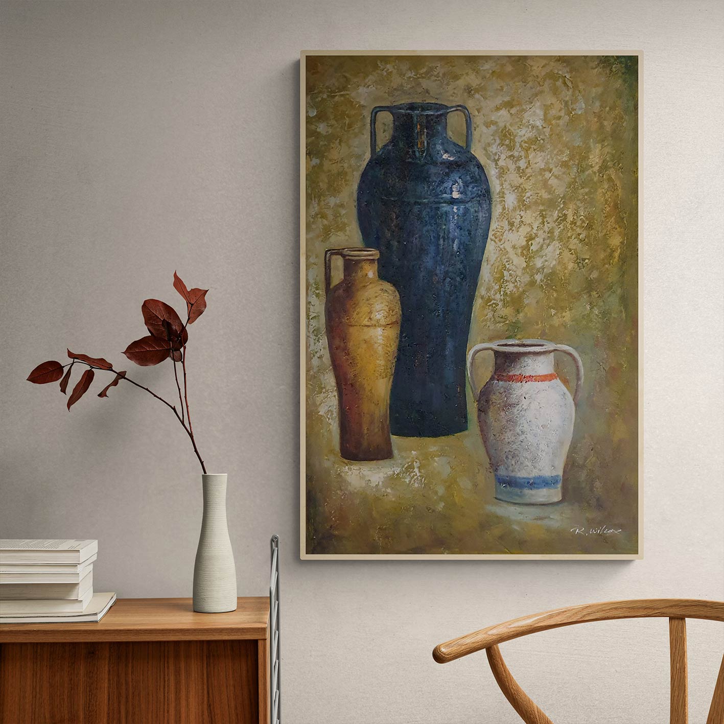Cuadro Bodegon Anforas  60x90  cm