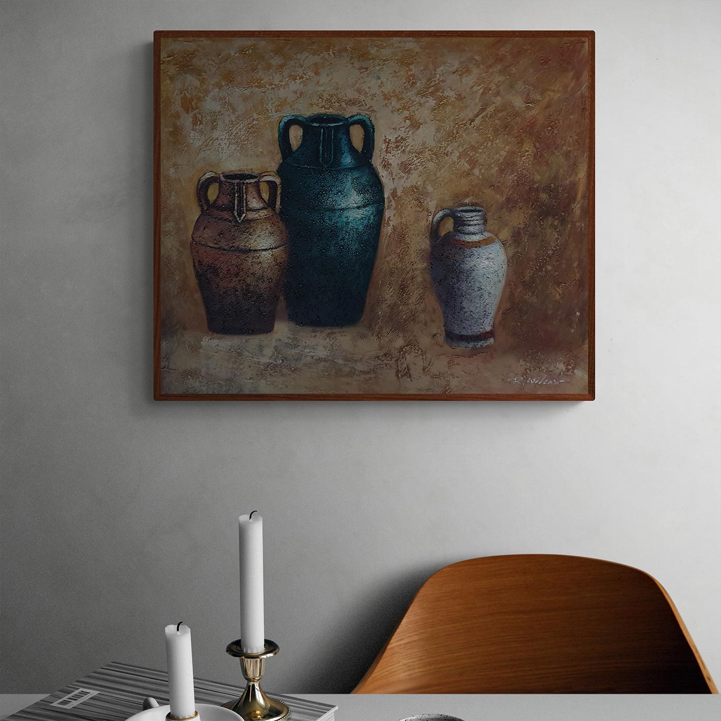 Cuadro Bodegon Anforas  60x50 cm