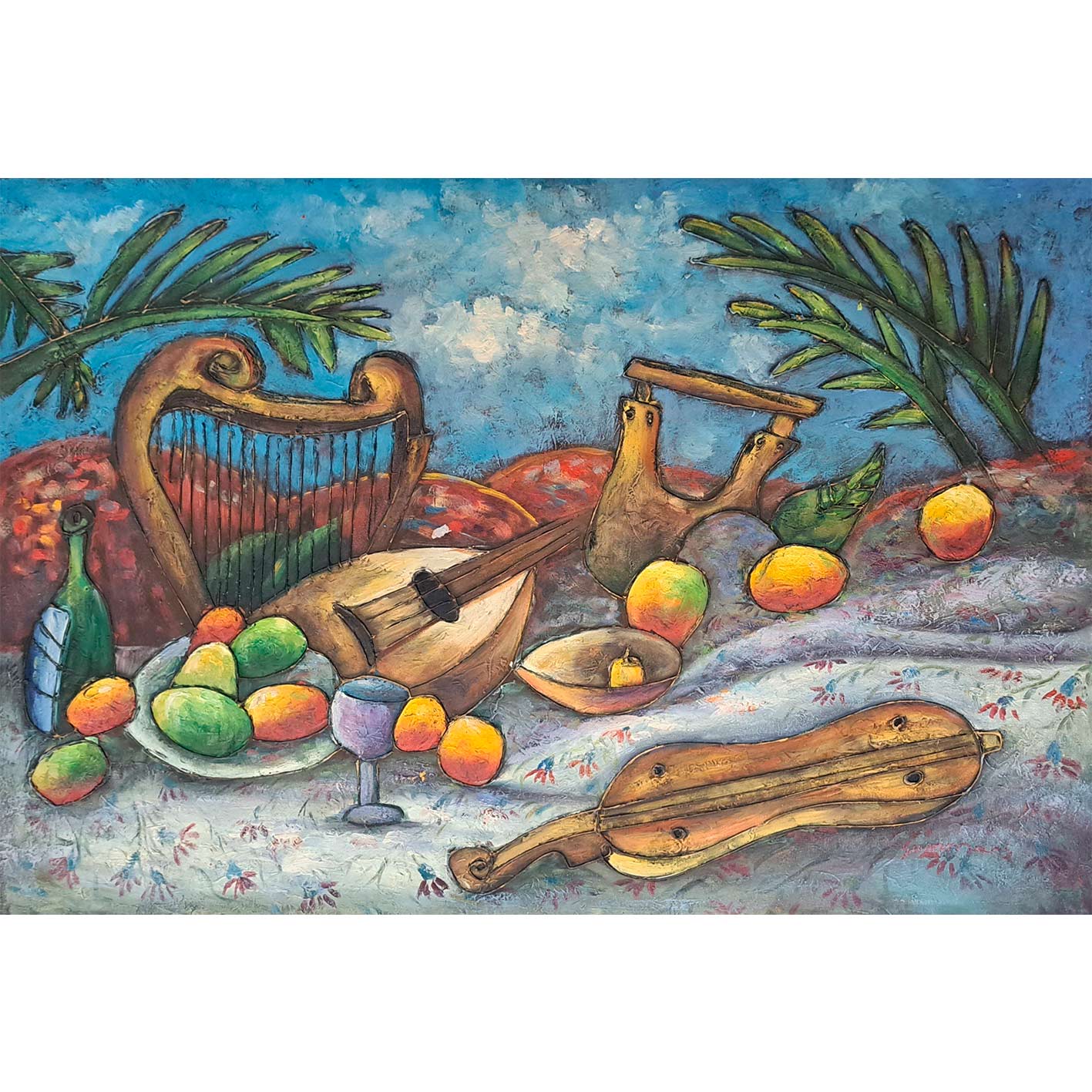 Cuadro Arpa Frutas 90x60 cm