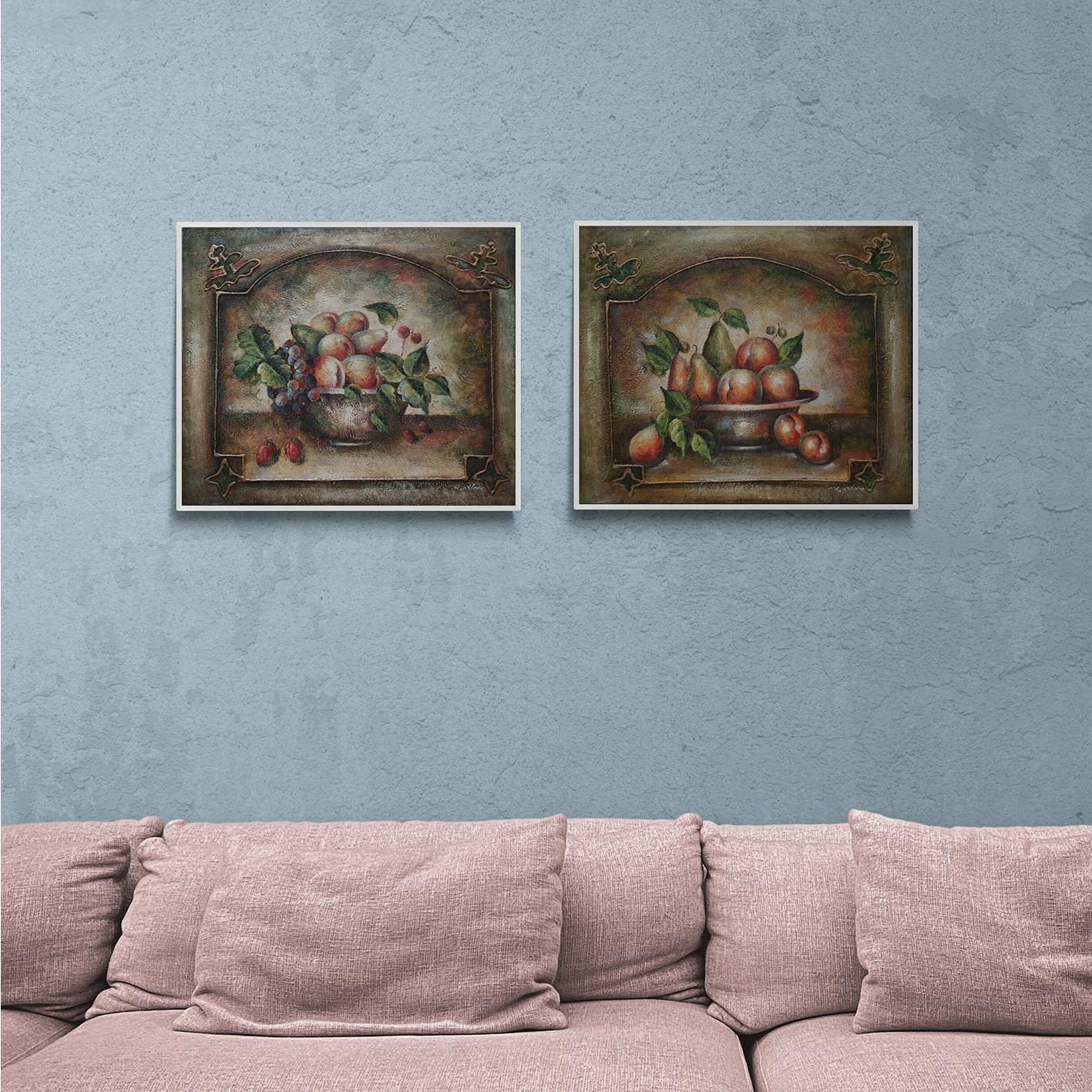 Cuadro Diptico Bodegon Fruta  60x50 cm [2 piezas]