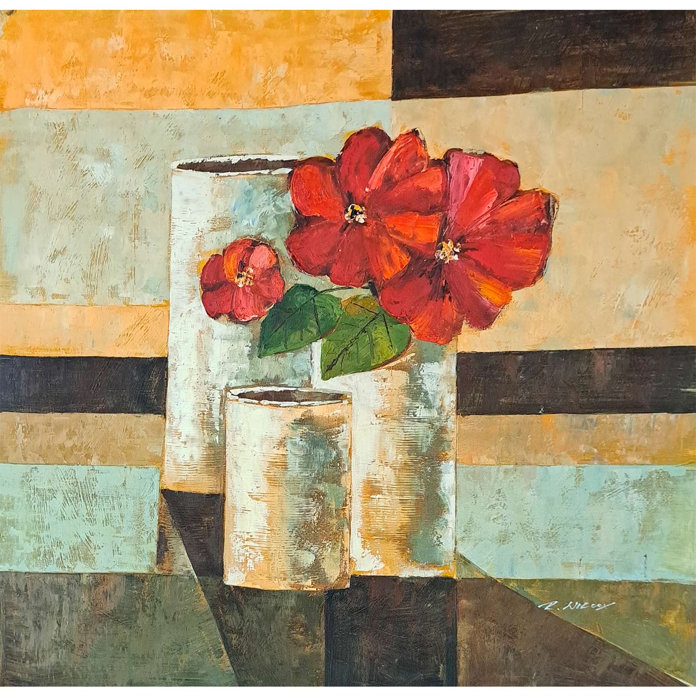 Cuadro Diptico Flores Intenso 80x80 cm [2 piezas]