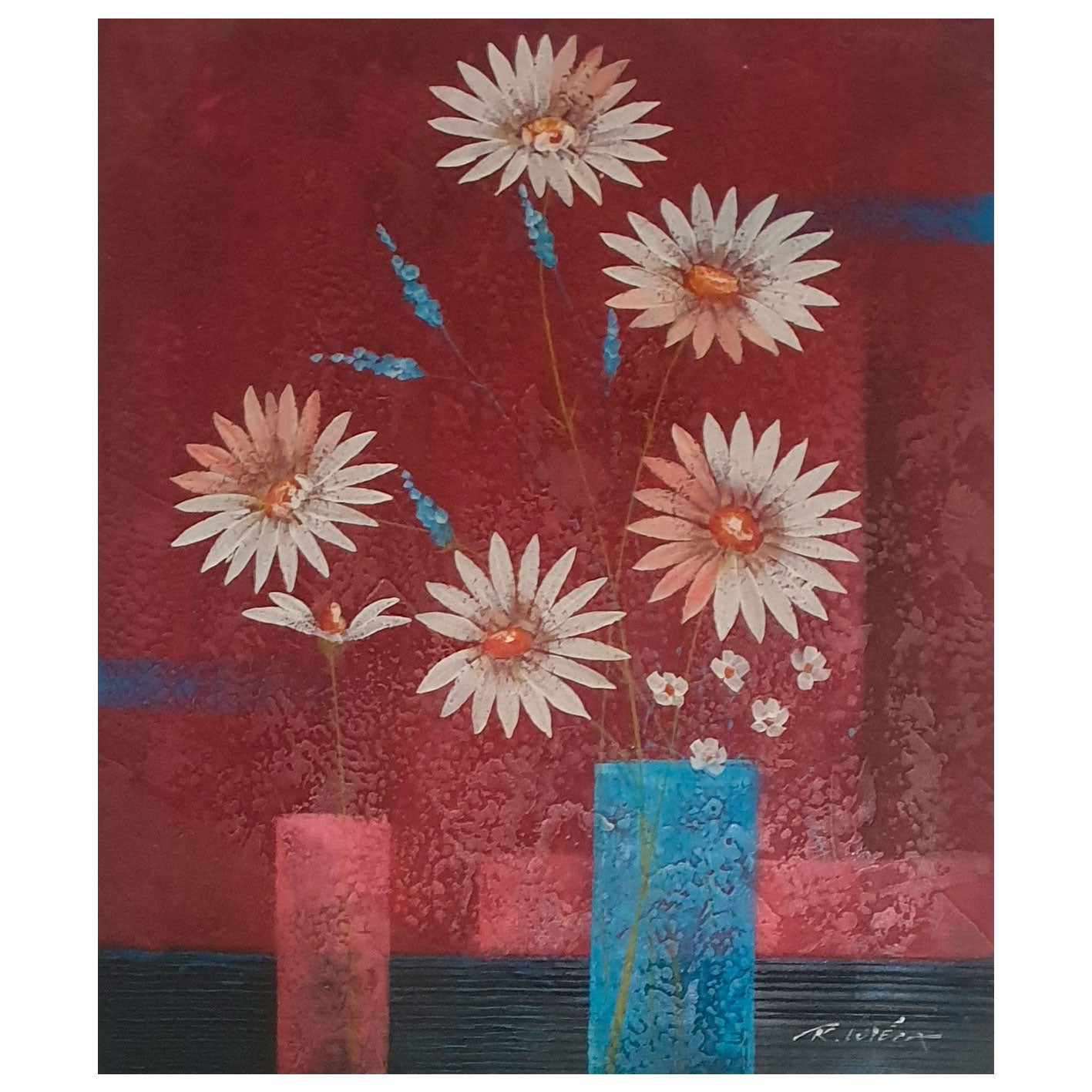 Cuadro Diptico Flores Jarron 50x60 cm [2 piezas]