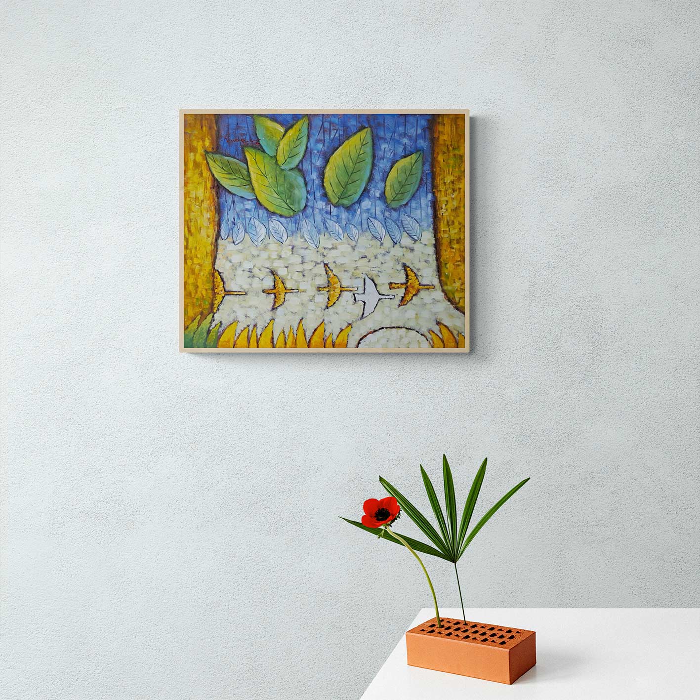 Cuadro Aves Paz  60x50 cm