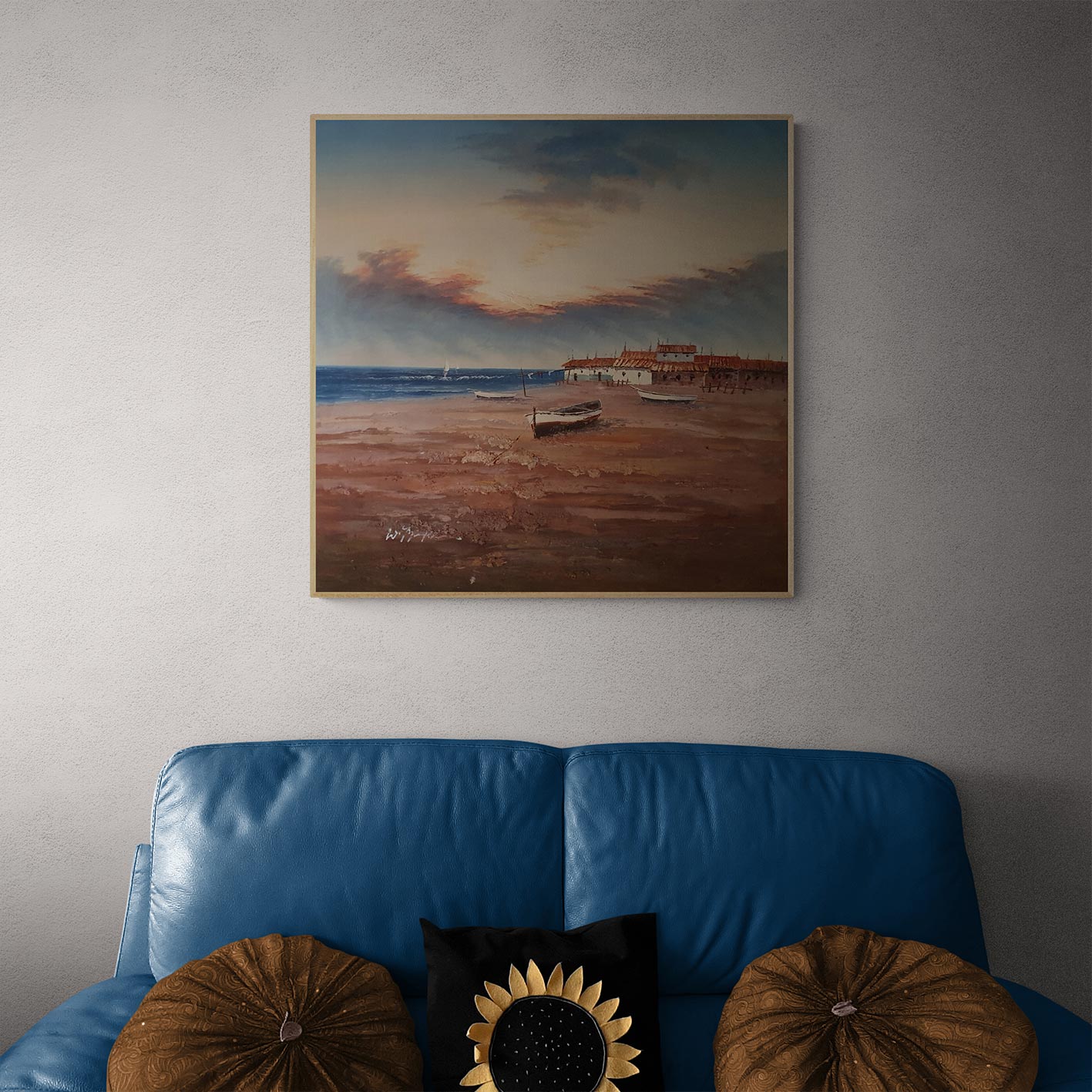 Cuadro Barca Playa I 80x80 cm