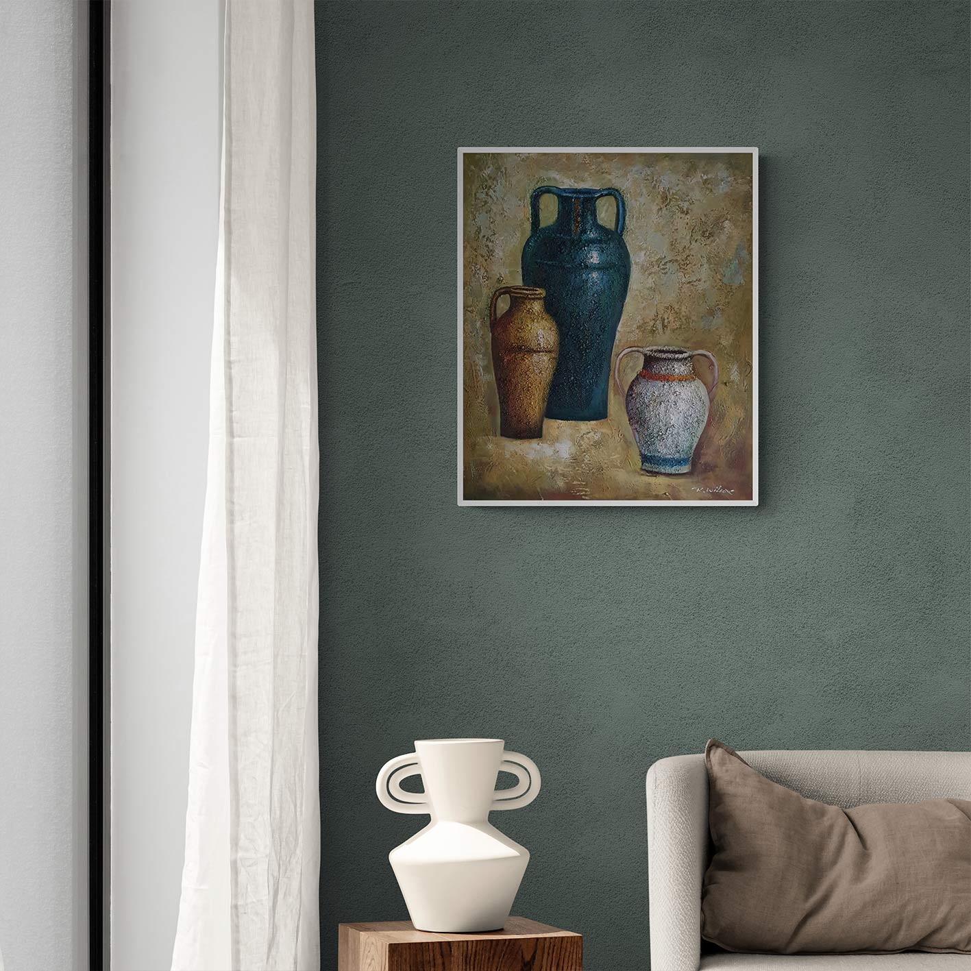 Cuadro Bodegon Anforas 50x60 cm