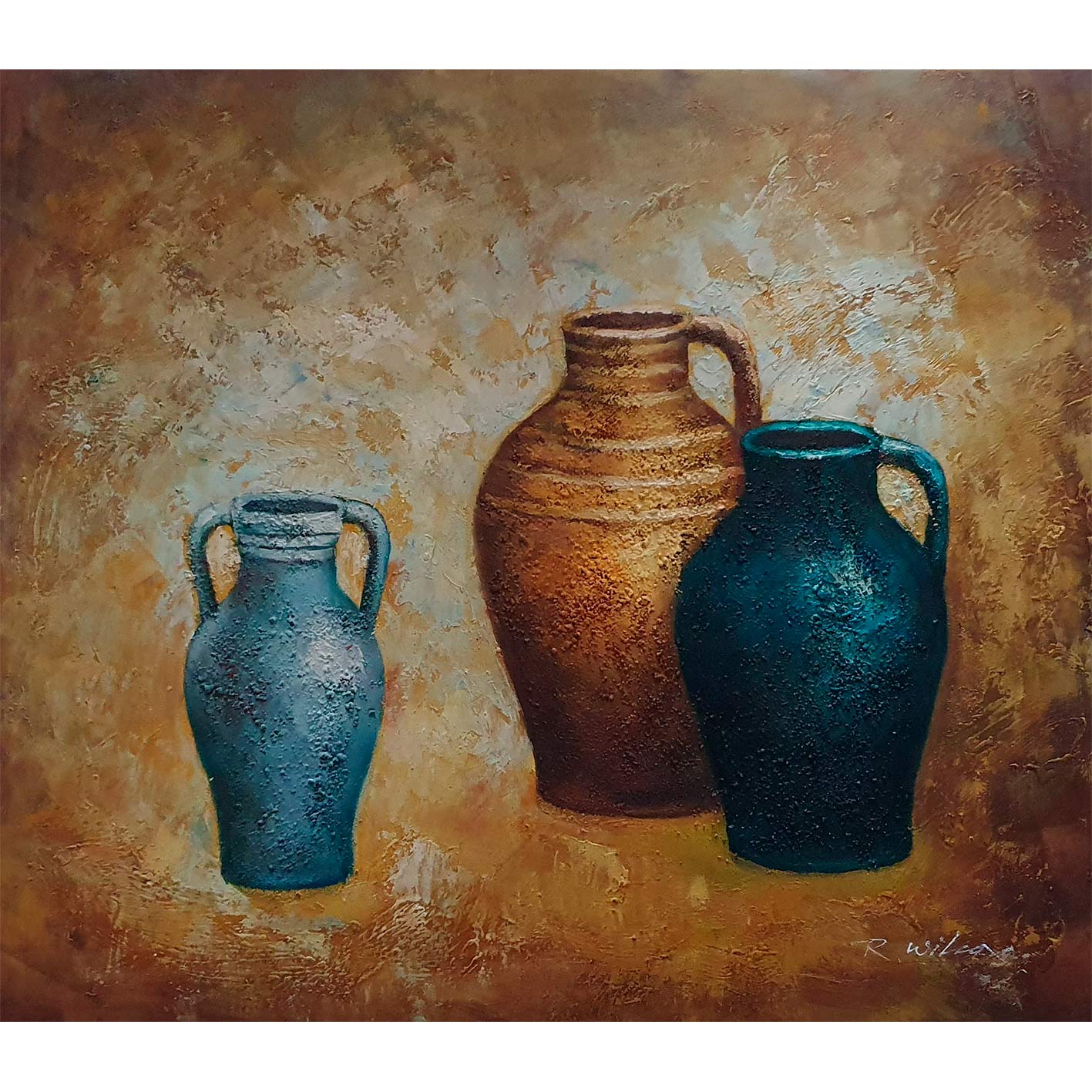 Cuadro Bodegon Anforas III  60x60 cm