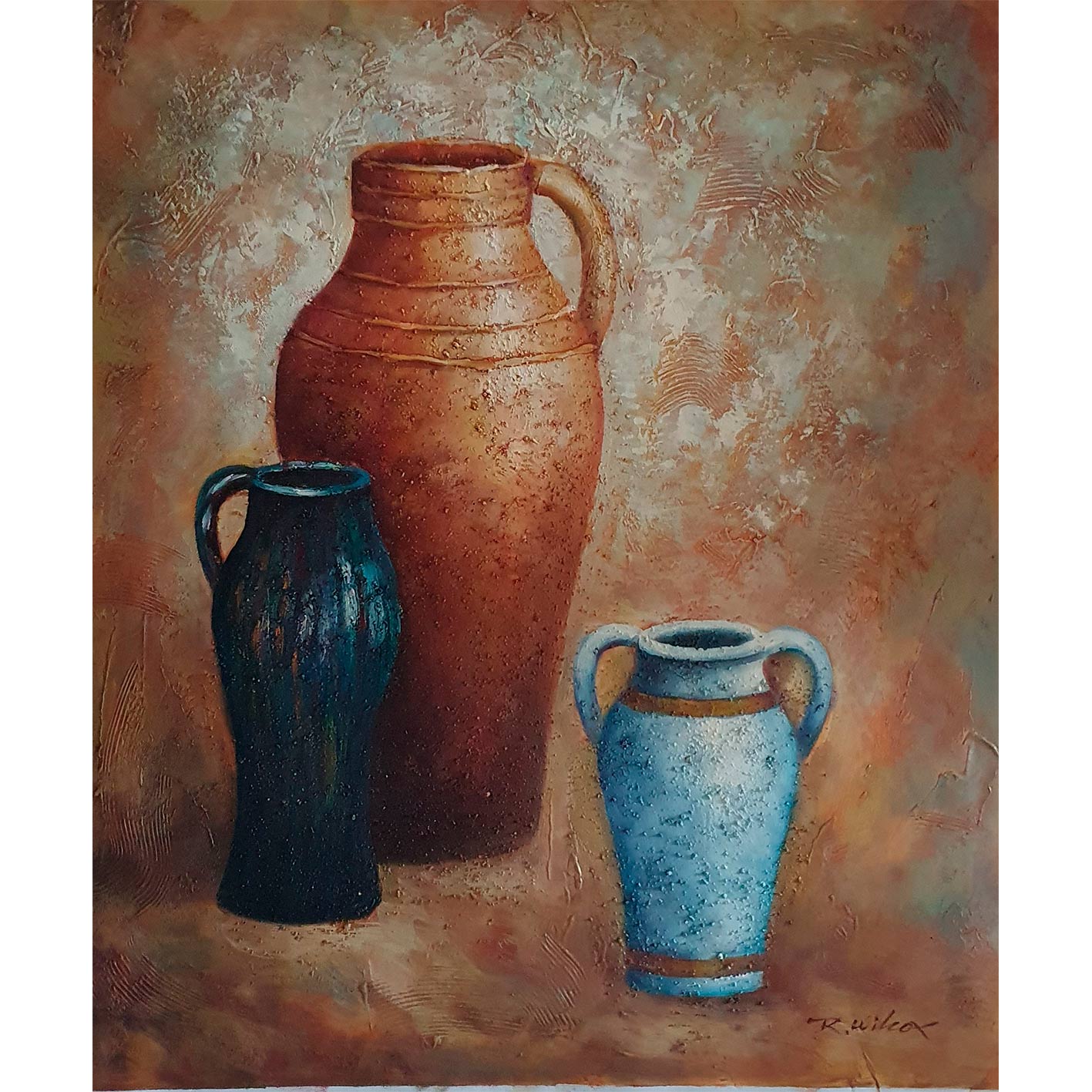 Cuadro Bodegon Anforas IV  50x60 cm