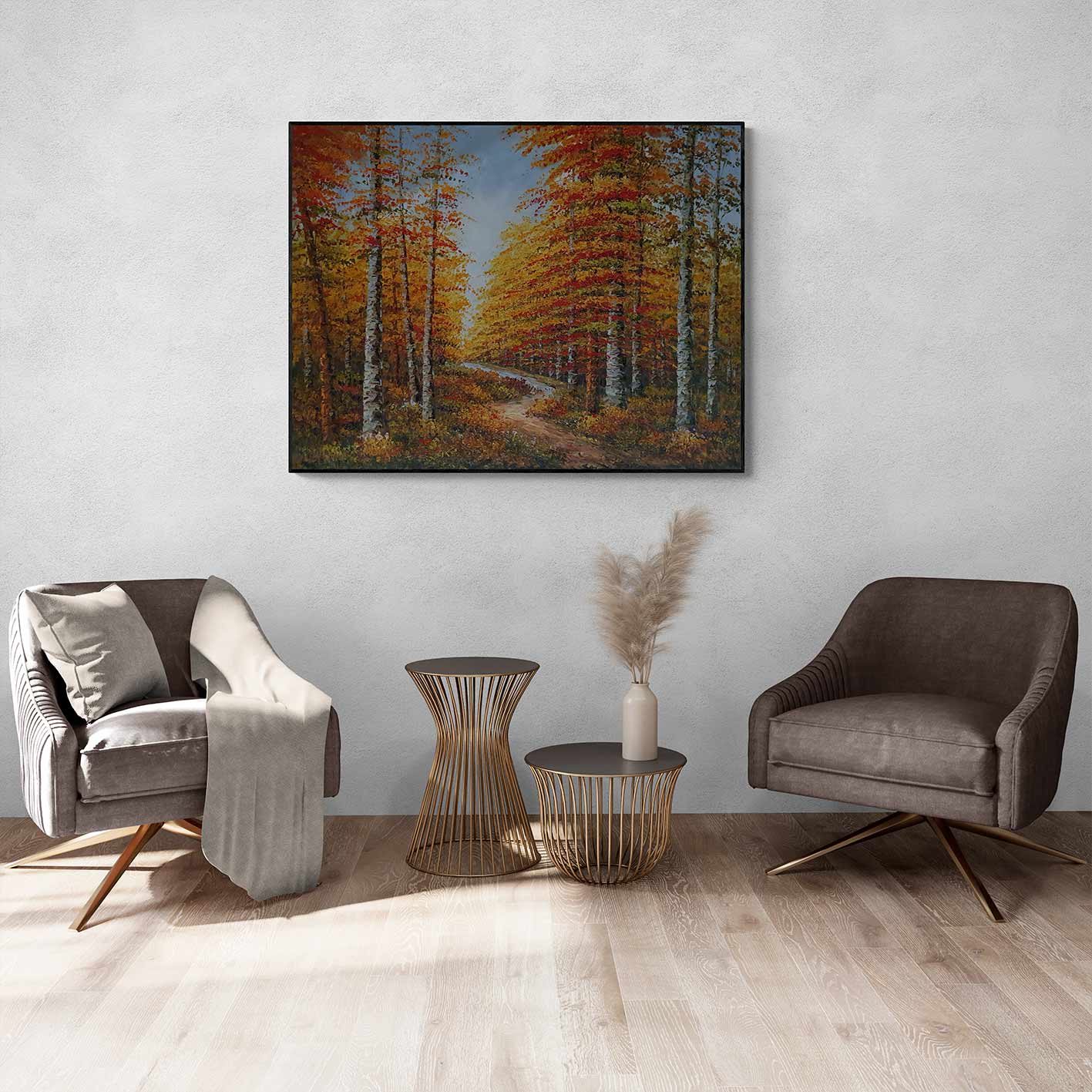 Cuadro Bosque Otoñal Horizonte  90x120 cm