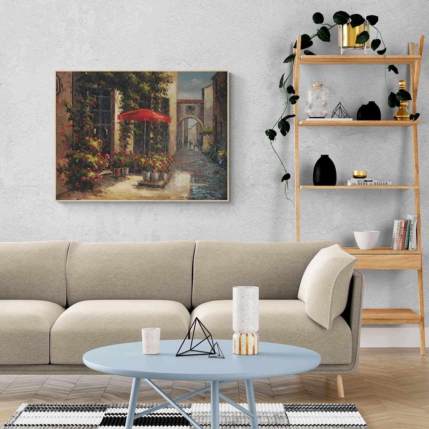 Cuadro Calle Paris Flores 120x90 cm