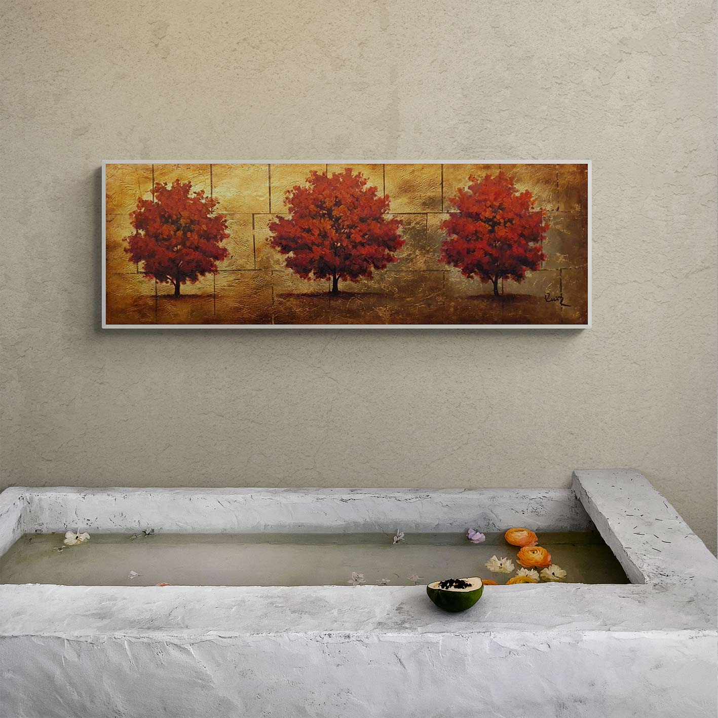 Cuadro Decorativo Tres Arboles 120x40 cm
