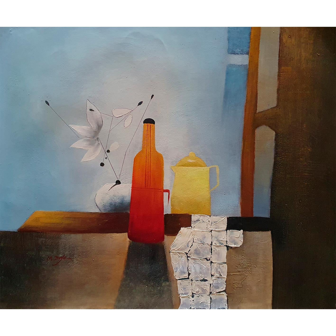 Cuadro Diptico Bodegon Azucena  60x50 cm [2 piezas]