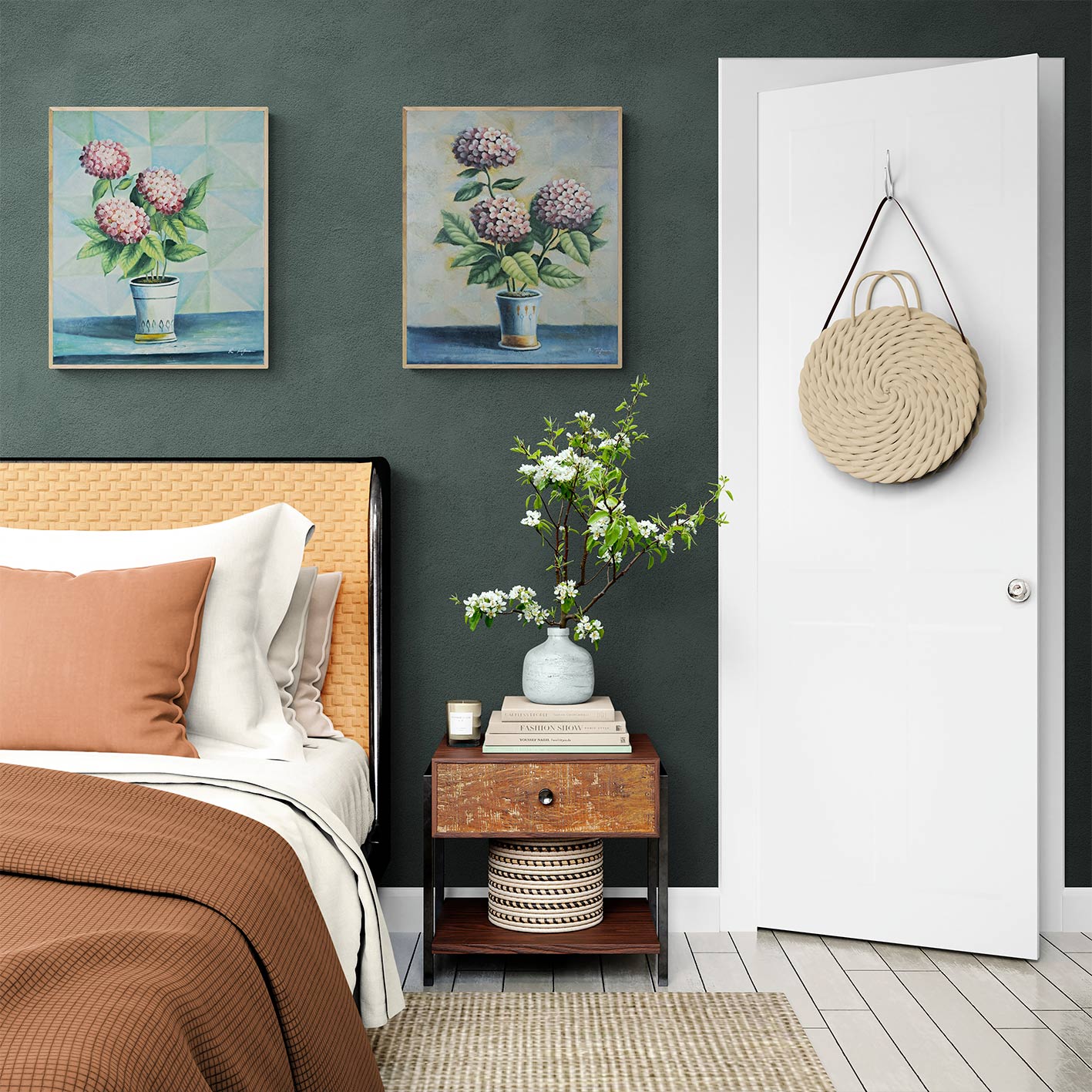 Cuadro Díptico Hortensias 50x60 [2 piezas]