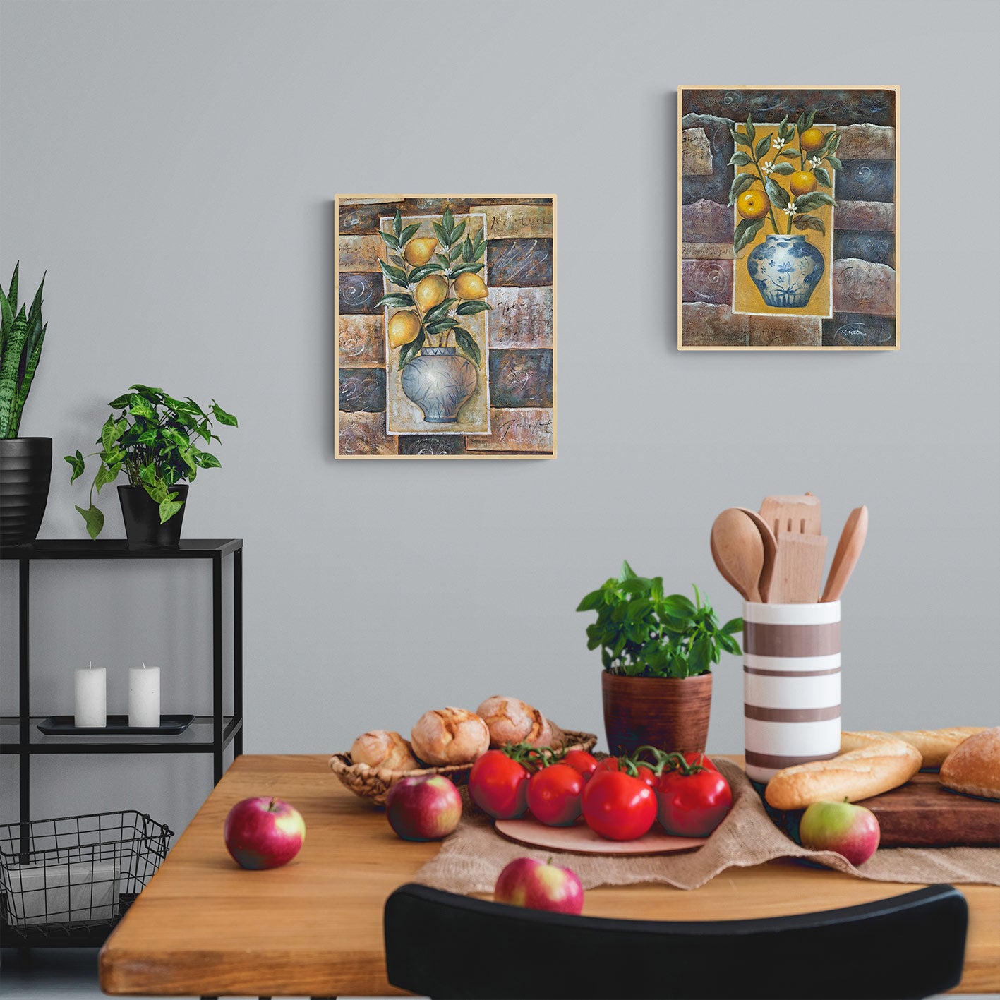 Cuadro Diptico Limones Naranjas 50X60 cm [2 piezas]