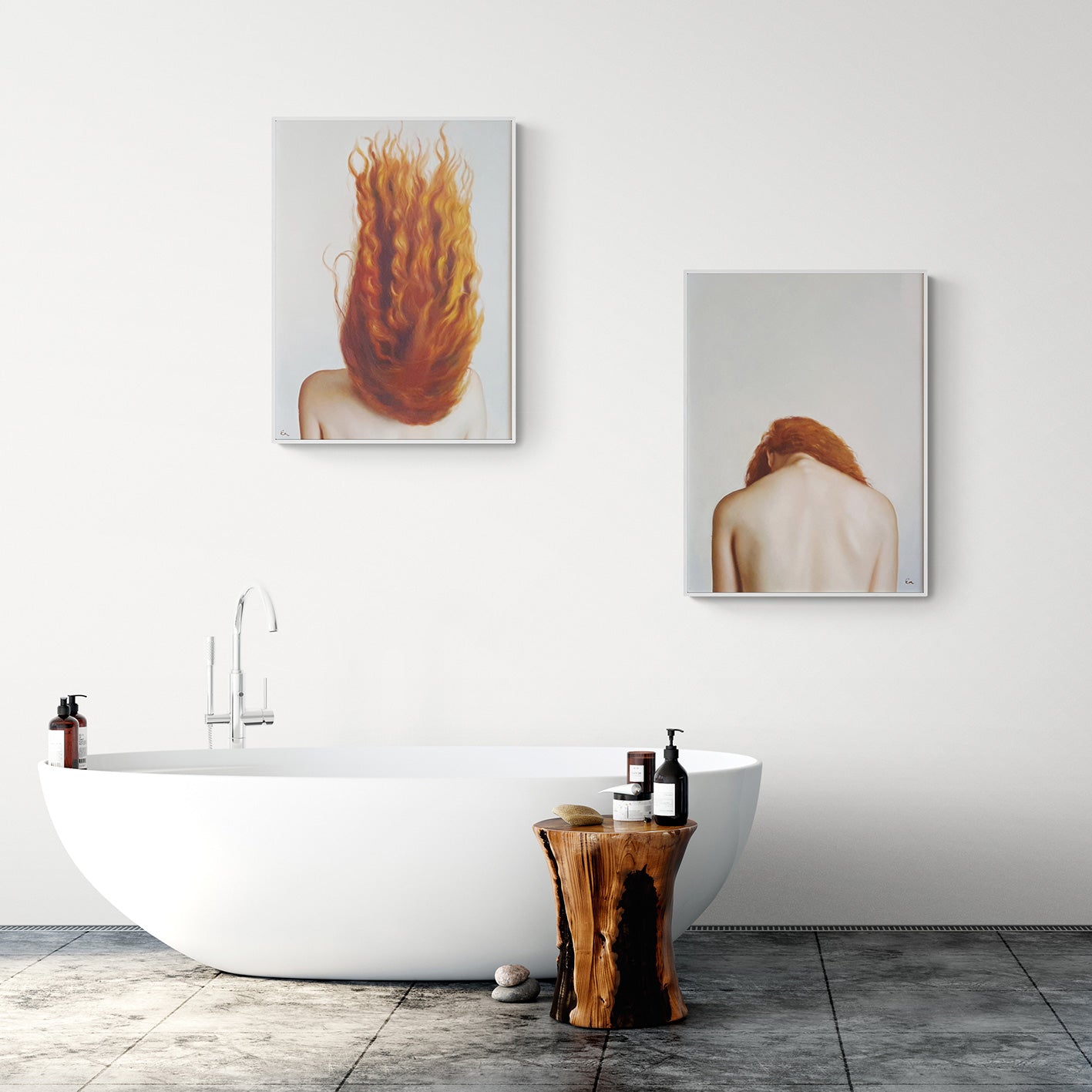Cuadro Diptico Pelirroja 60x80 cm [2 Piezas]