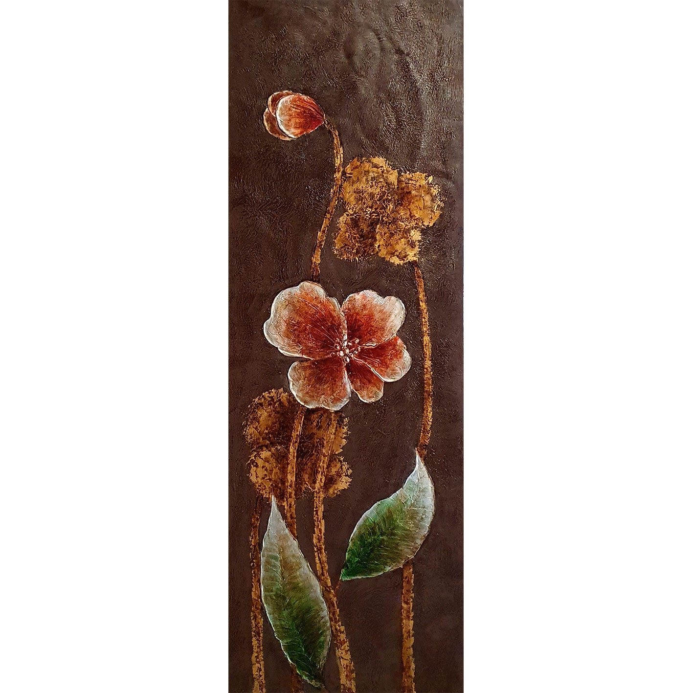 Cuadro Flor Plata 40x120 cm