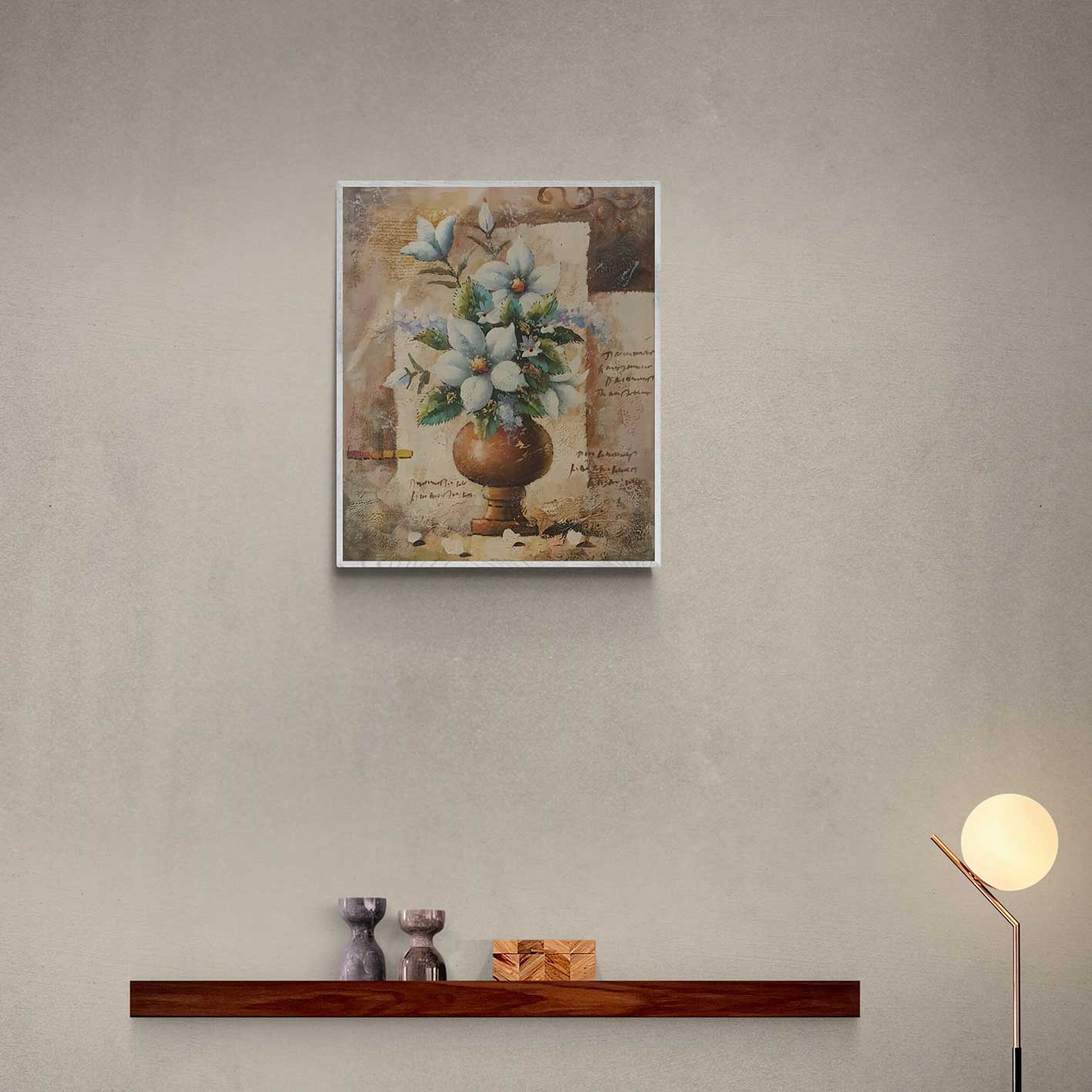 Cuadro Flores Jarron Decorativo  50x60 cm