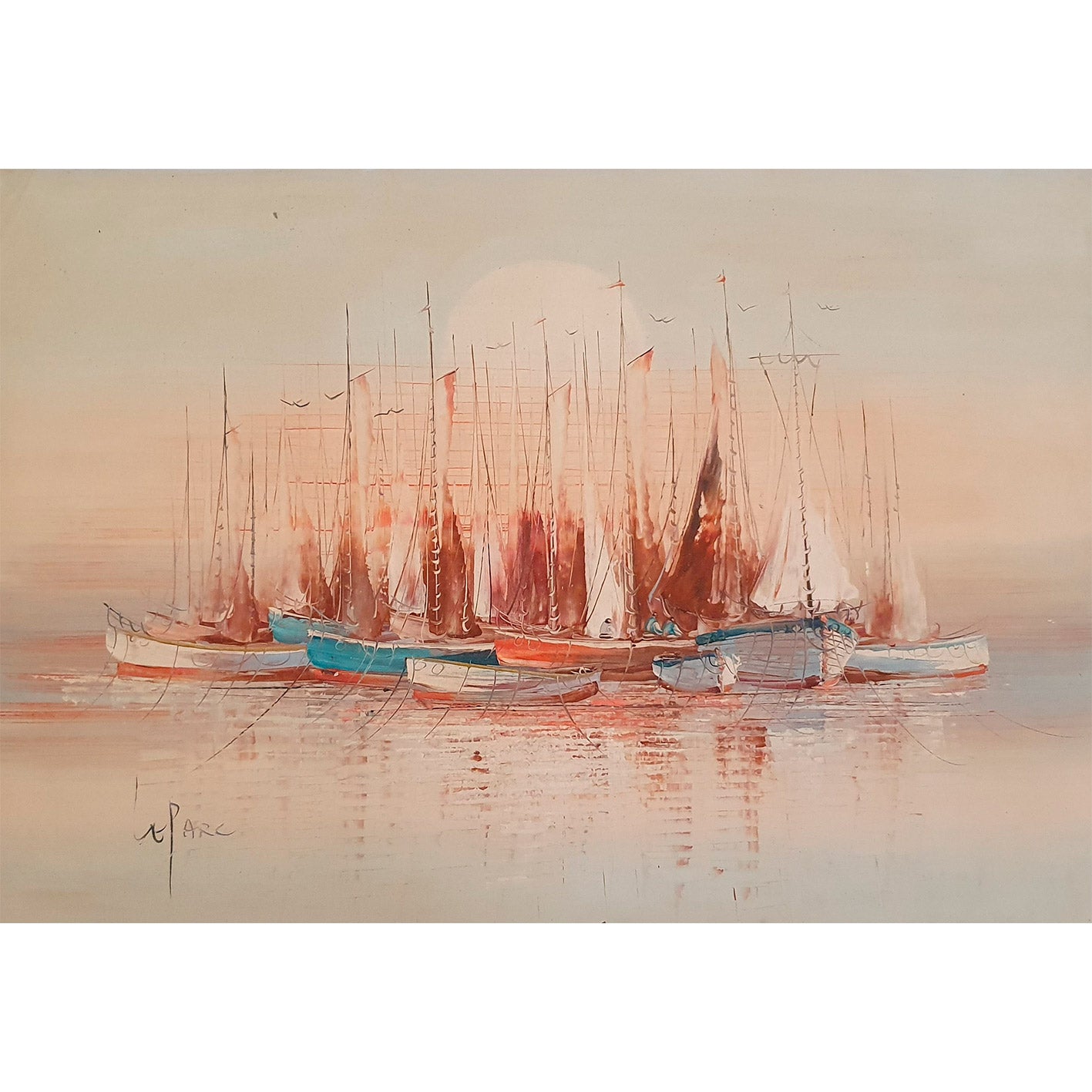 Cuadro Barcos Espatulas  90x60 cm