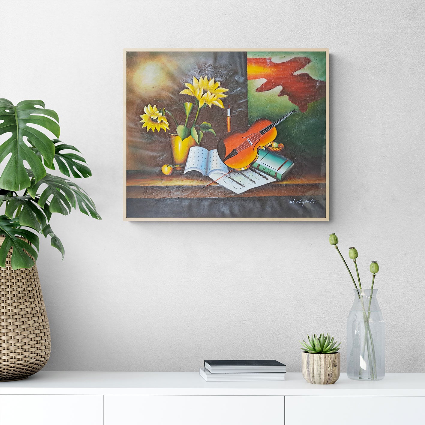 Cuadro Girasoles Violin 60x50 cm