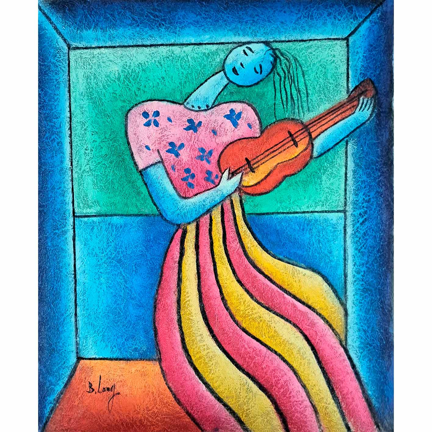 Cuadro Alambre Guitarra 50x60 cm