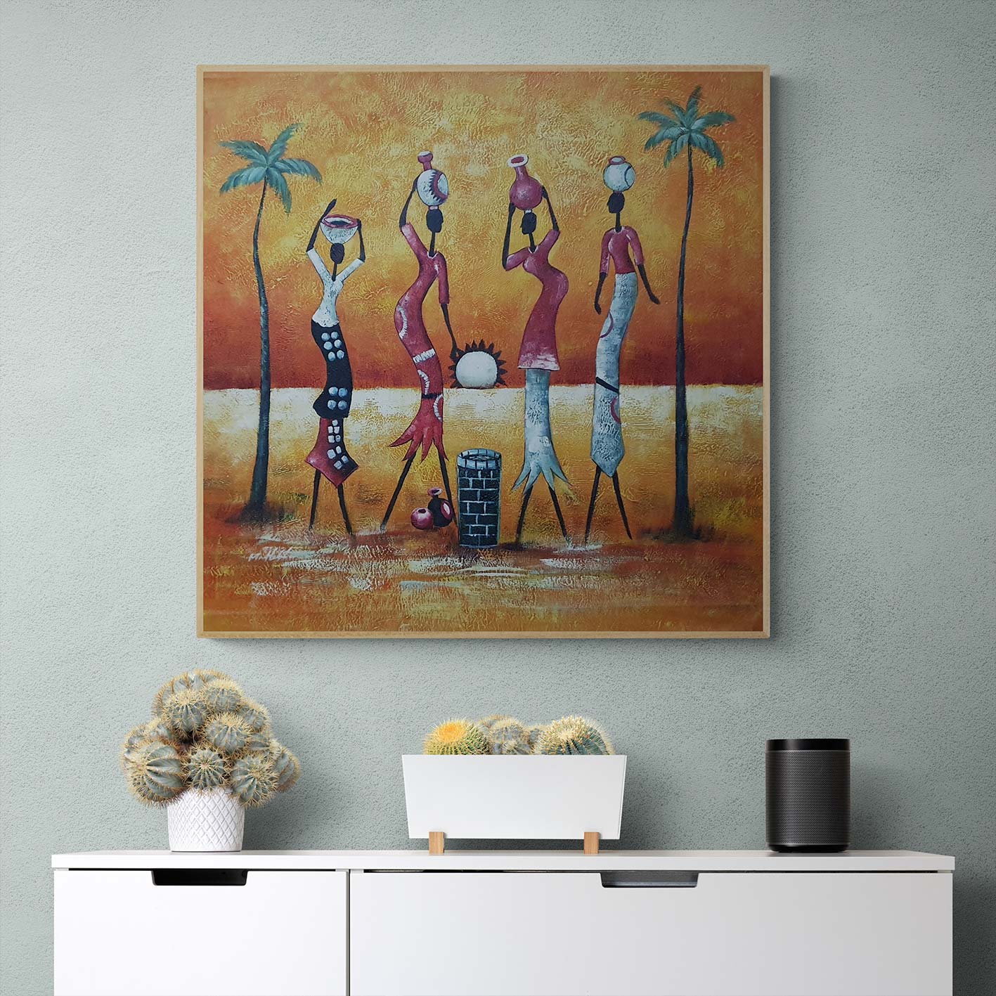 Cuadro Africanas Pozo 80x80 cm