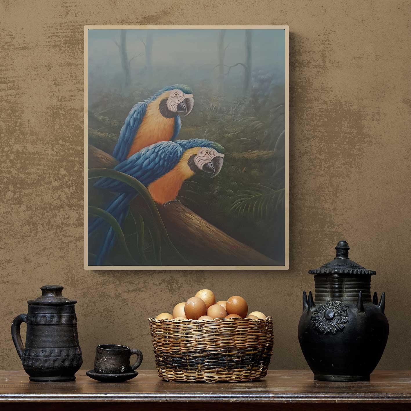 Cuadro Loros Azules 60x50 cm