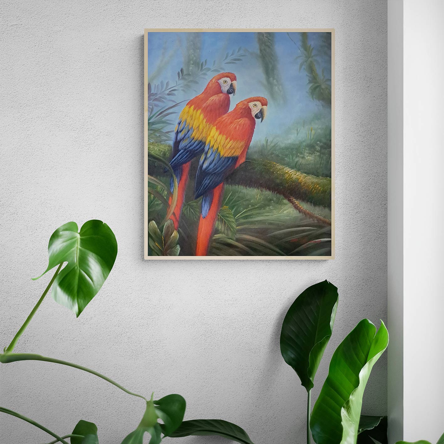 Cuadro Loros Rojos 50x60 cm