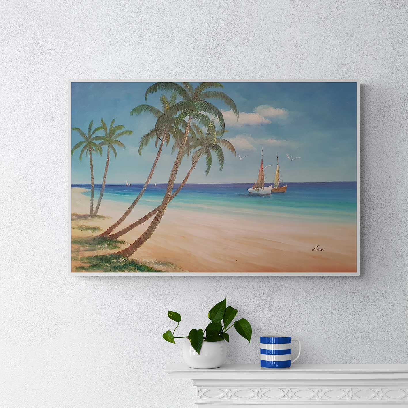 Cuadro Marina Palmeras 90x60 cm