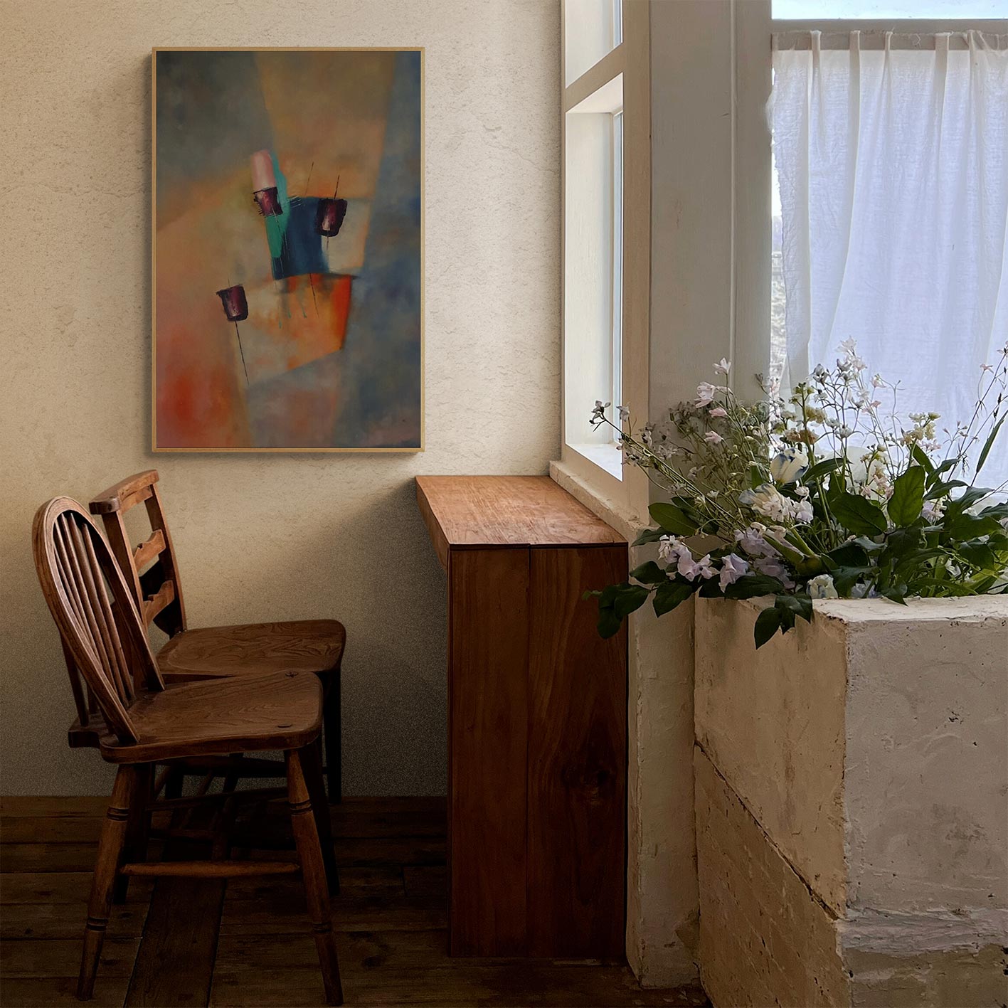 Lienzo de arte moderno con formas abstractas 60x90 cm