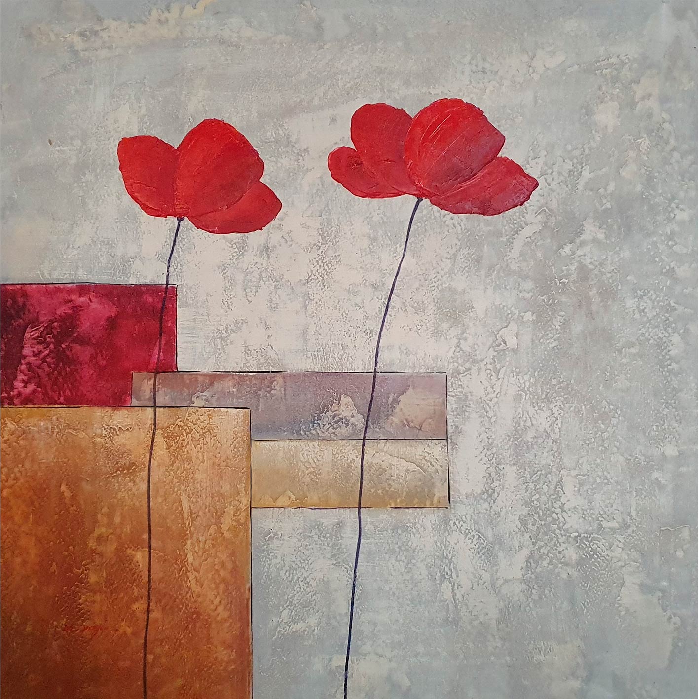 Cuadro Moderno Amapola Roja 80x80 cm