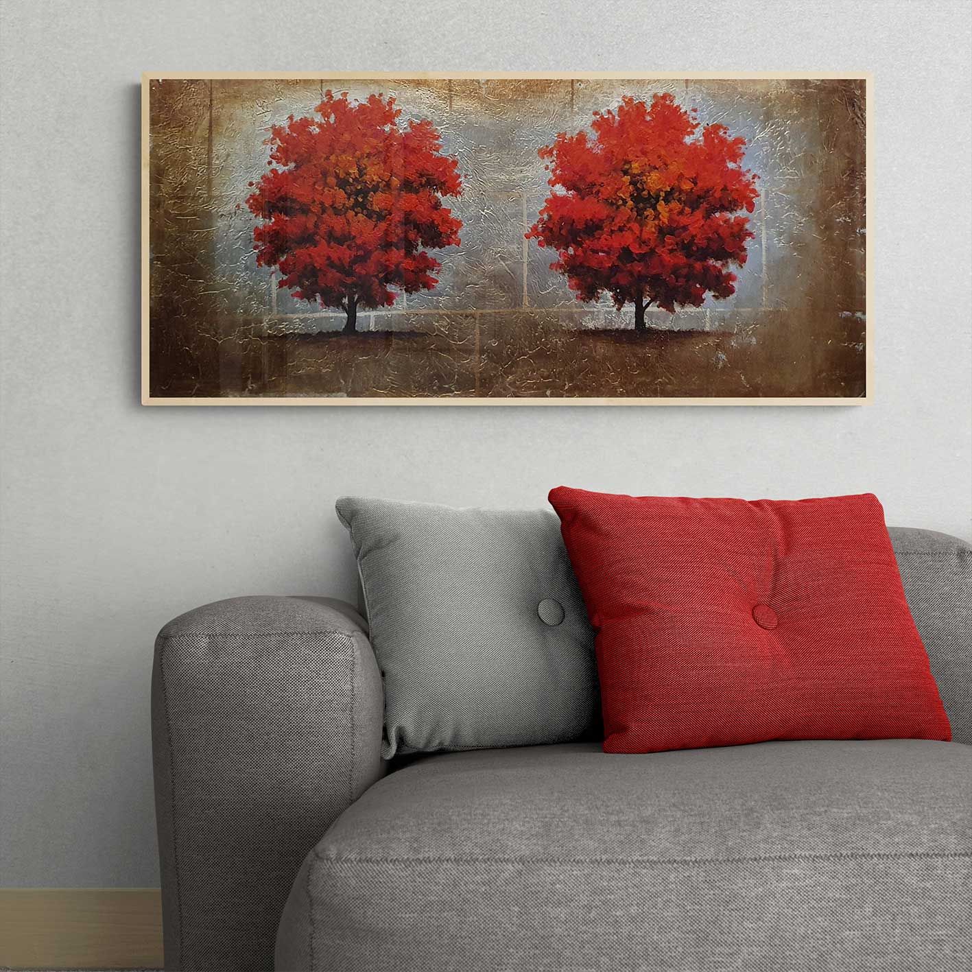 Cuadro Arboles Decoración Plata 