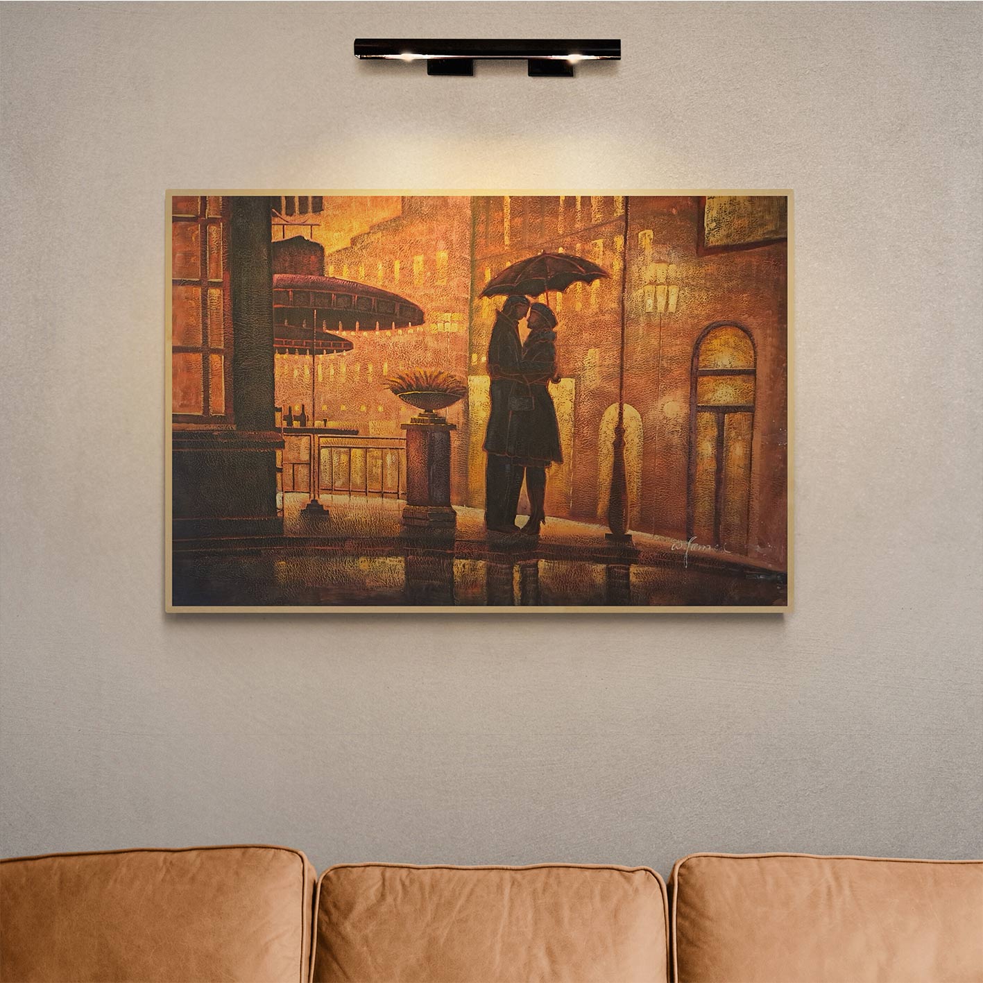 Cuadro Pareja Lluvia 90x60 cm