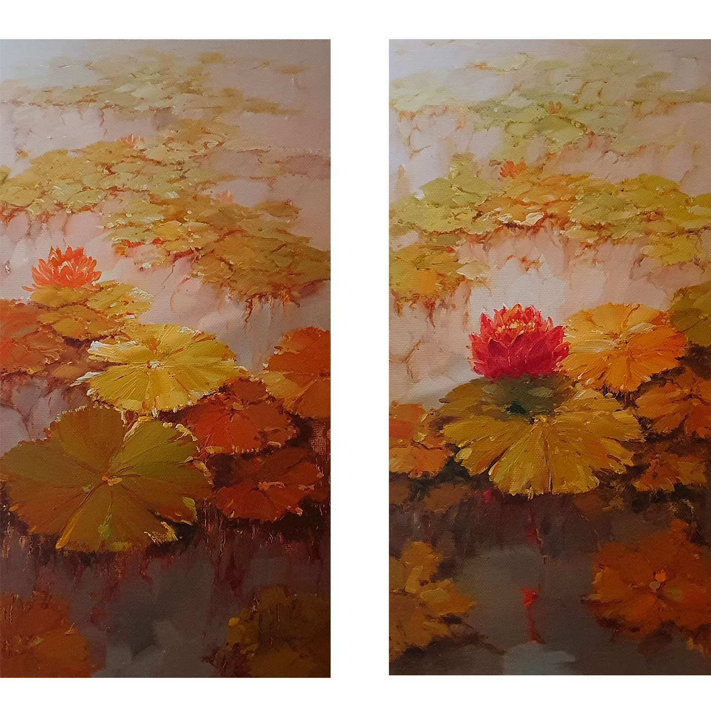 Cuadro Pareja Nenufares 40x90 cm [2 piezas]