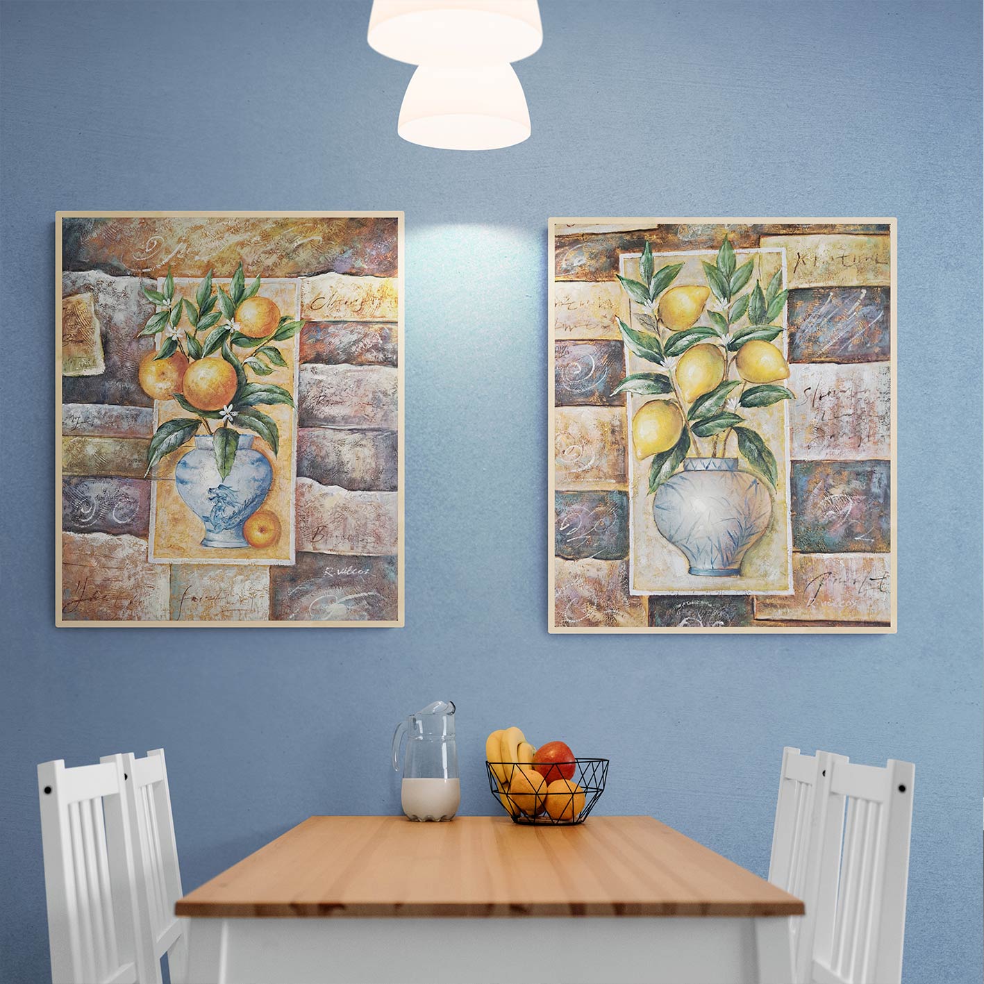 Cuadro Diptico Limones Naranjas 50X60 cm [2 piezas]