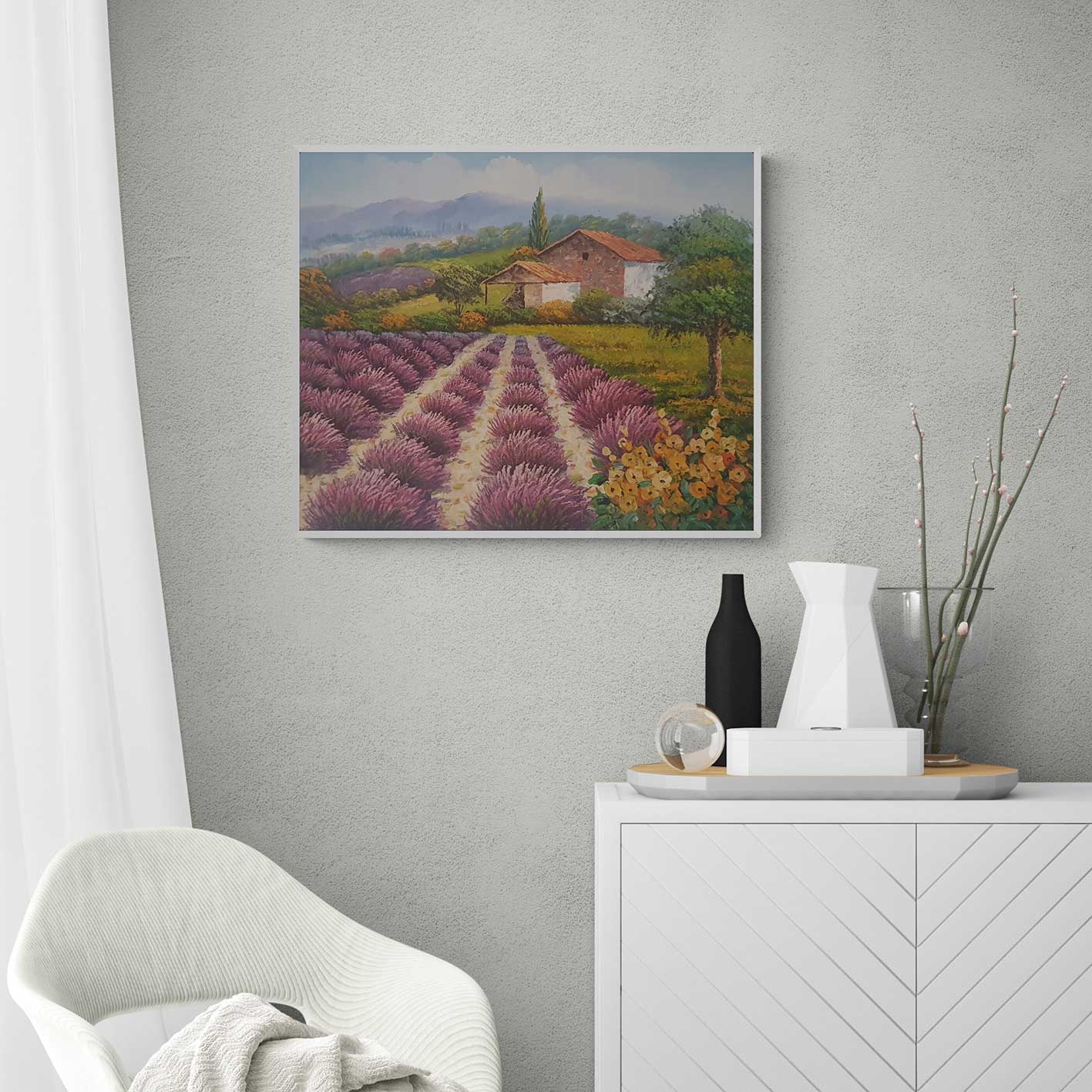 Cuadro Lavanda Cabaña 60x50 cm