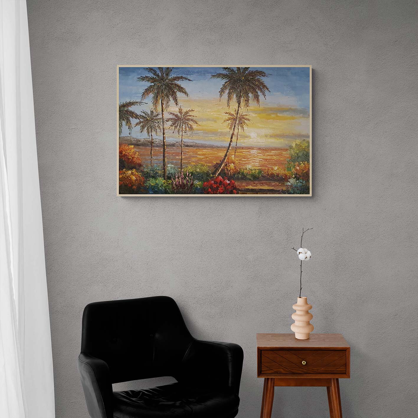 Cuadro Palmeras Atardecer 90x60 cm