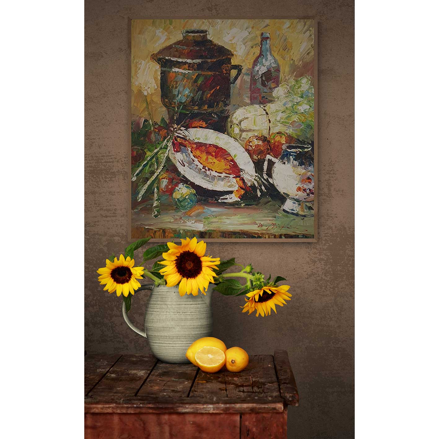 Cuadro Arte Bodegon Calabaza 50x60 cm