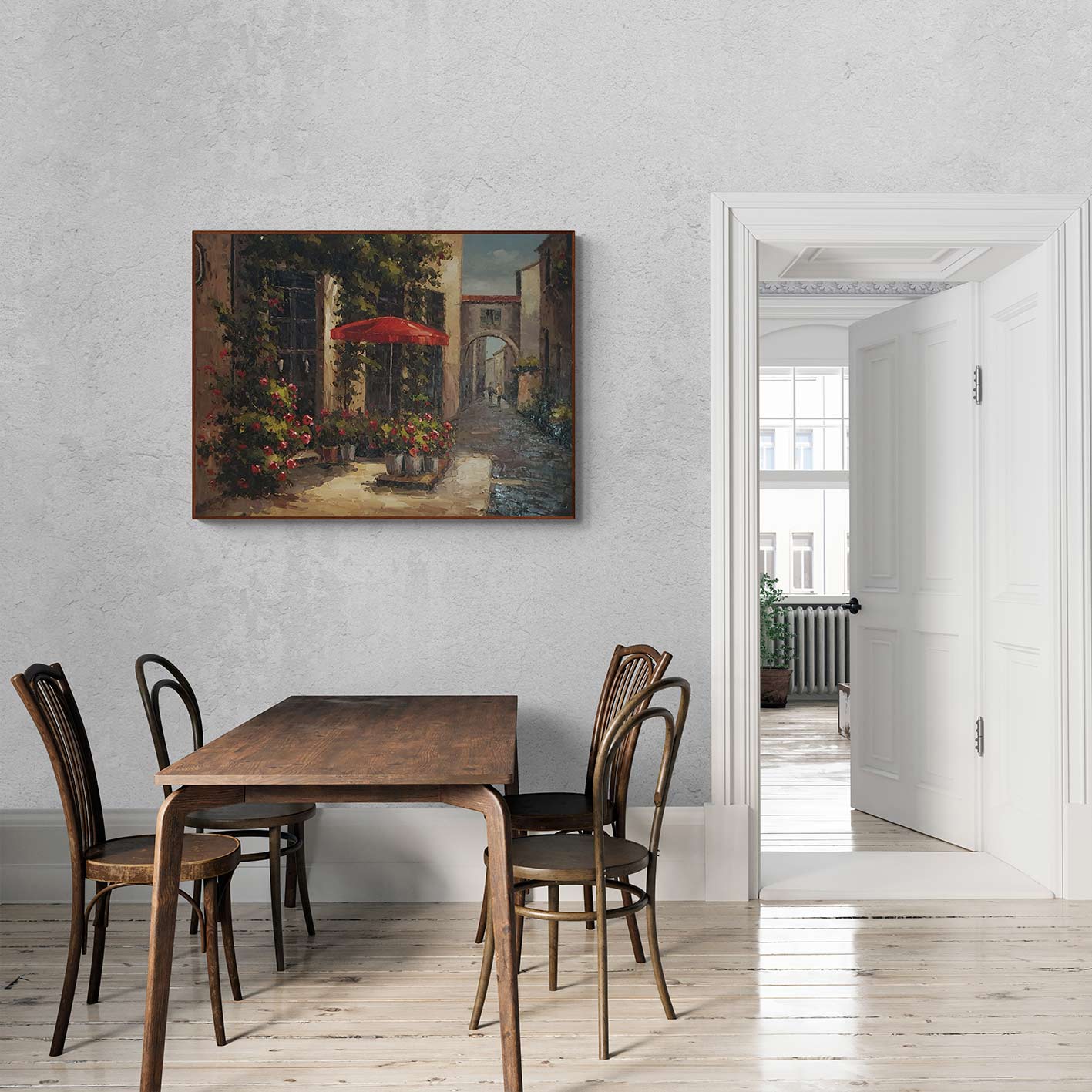 Cuadro Calle Paris Flores 120x90 cm