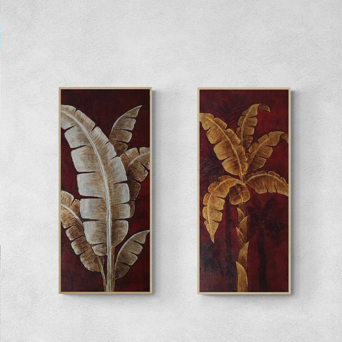 Cuadro Decorativo Botanica Oro 40x90 cm [2 piezas]