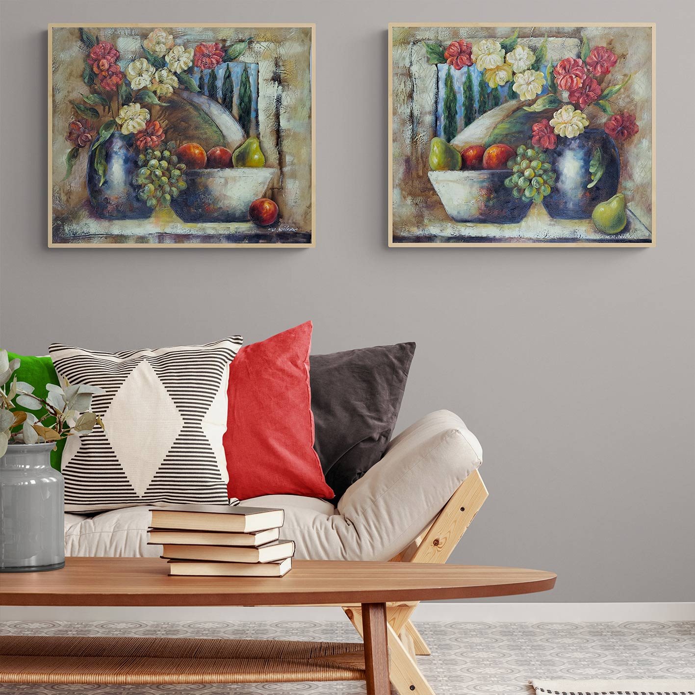 Cuadro Díptico Bodegón Floral  60x50 cm [2 piezas]